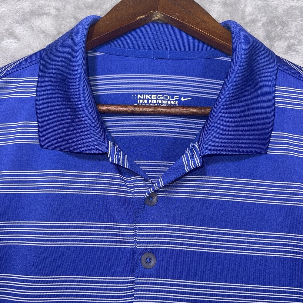 Nike Polo Shirt Mens XL Blue Dri-FIT Standard Fit Golf Performance Stretch - Picture 2 of 8